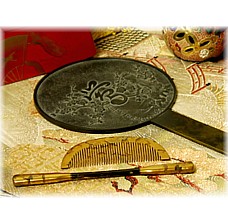 японское антикварное бронзовое зеркало, конец эпохи Эдо