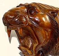 Тигр, японская резная деревянная скульптура