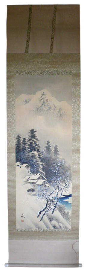 японский рисунок на свитке Зимний пейзаж, 1920-е гг.