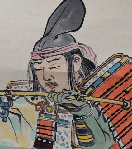 самурай, японский рисунок на свитке