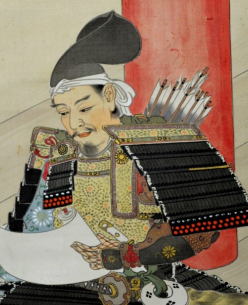 японский рисунок тушью Самурай с письмом, эпоха Эдо