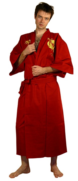 халат- кимоно с вышивкой, сделано в Японии