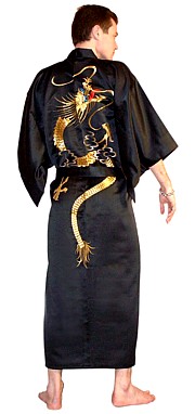 мужской халат-кимоно с вышивкой ЛУННЫЙ ДАРАКОН, сделано в Японии
