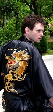 мужской халат кимоно из 100% натурального шелка с вышивкой