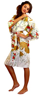 короткий халатик-кимоно, хлопок 100%, сделано в Японии