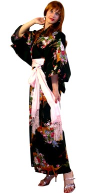 японское кимоно из хлопка - юката, стильная одежда для дома