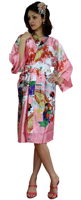 женский халат-кимоно Асаскуса, иск. шелк, Япония