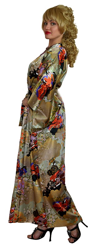женский халат-кимоно, сделано в Японии, иск. шелк