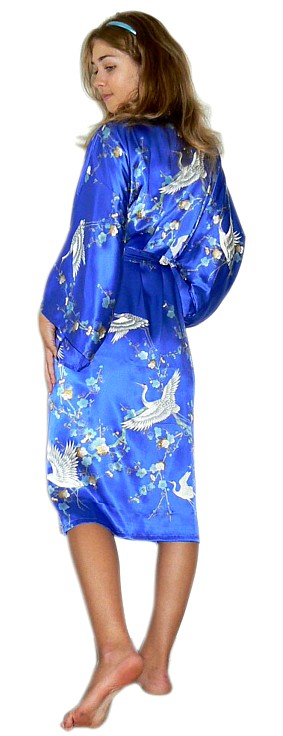 шелковый халатик-кимоно, эксклюзивная одежда из натурального шелка из Японии