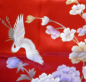рисунок ткани шелкового кимоно Каори, Япония