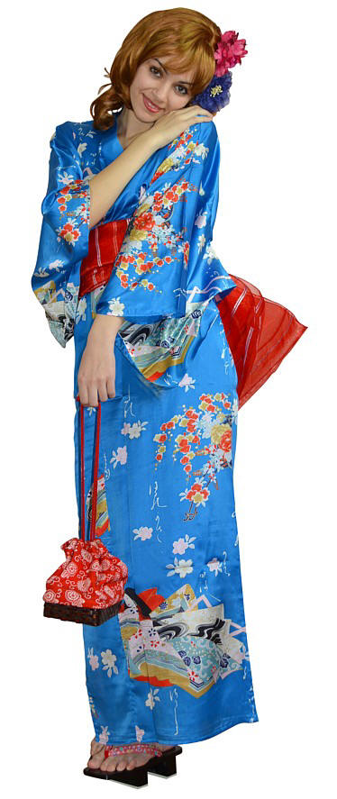 шелковое кимоно, пояс оби, деревянная японская обувь гэта