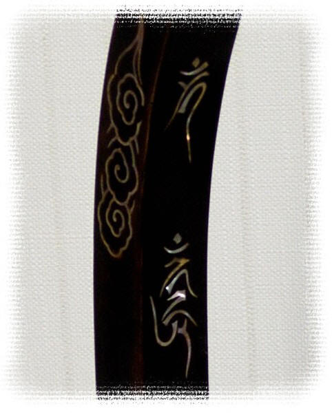 японская антикварная подставка для самурайского меча с инкрустацией, деталь