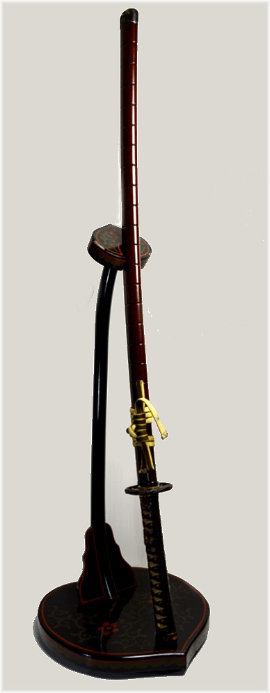 японская  резная подставка для самурайского меча
