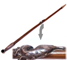 серебряная курительная трубка гейши с изображенижм оленя