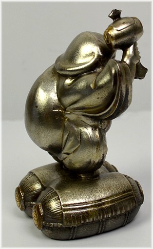 Дайкоку с молотом удачи, серебряная японская статуэтка