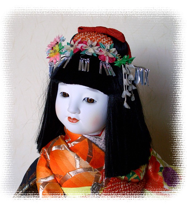 Японская антикварная авторская кукла  Девочка в кимоно