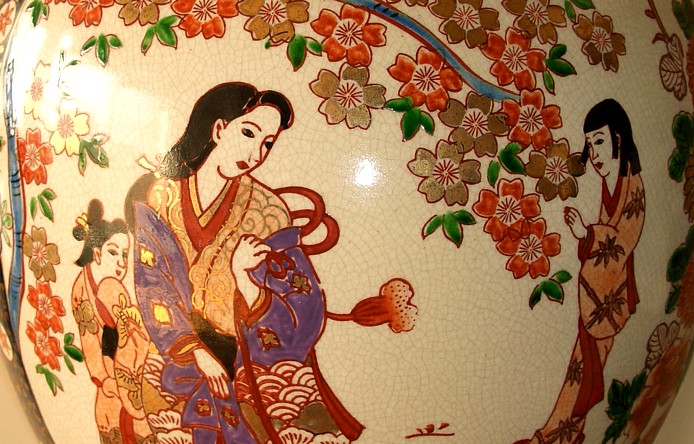 дераль росписи на японской антикварной ваза