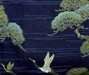 рисунок ткани японского кимоно Одавара, темно-синего цвета