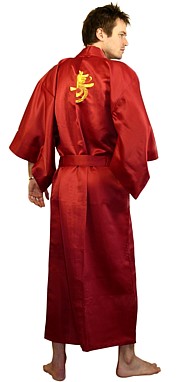 мужской халат-кимоно в японском стиле с вышивкой в виде японского иероглифа