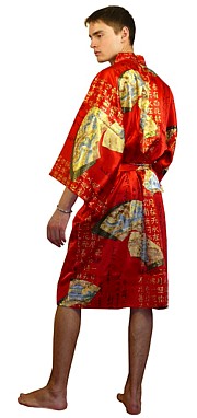 мужской шелковый халат-кимоно