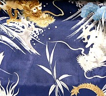 деталь рисунка ткани мужского шелкового халата- кимоно Тайра