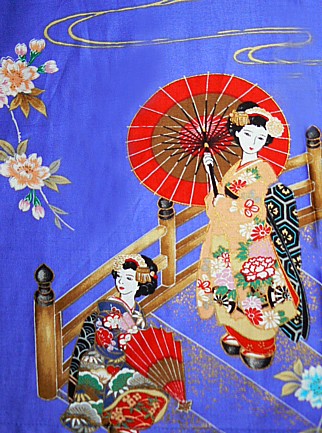 рисунок ткани японского халата-кимоно