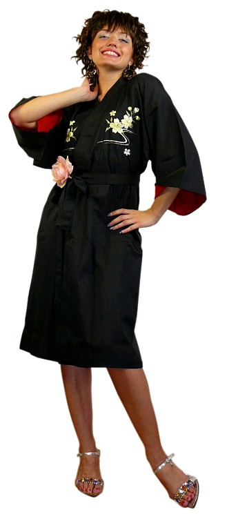 женский халат-кимоно с вышивкой и подкладкой, сделано в Японии