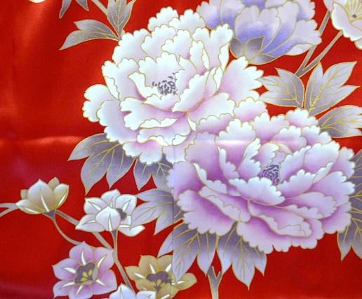 рисунок ткани шелкового кимоно Каори, Япония