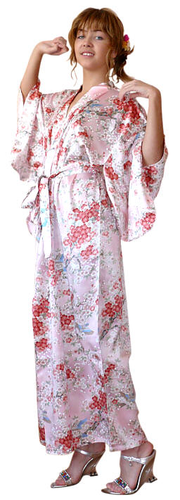 шелковый женский халат, нежно-розового цвета, сделано в Японии