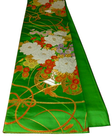 японский традиционный женский пояс из шелковой парчи